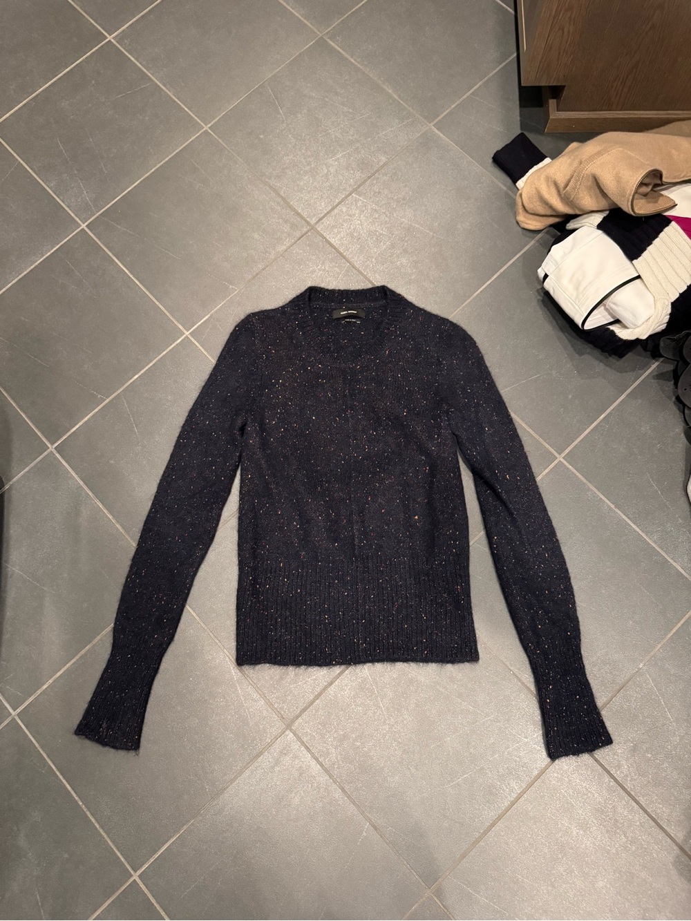 Isabel Marant Navy Flecked Crewneck Sweater